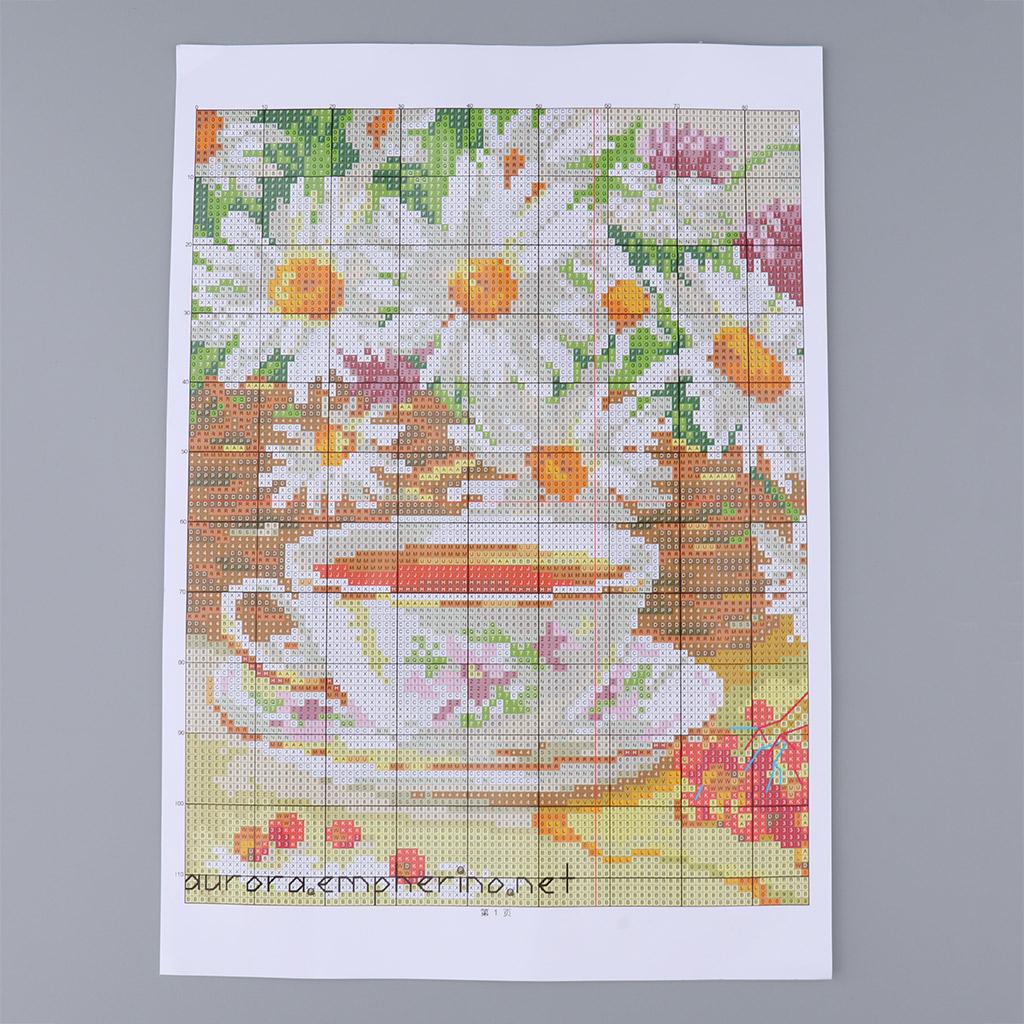 Chamomile Tea - Cross Stitch Printed Canvas Chamomile Tea